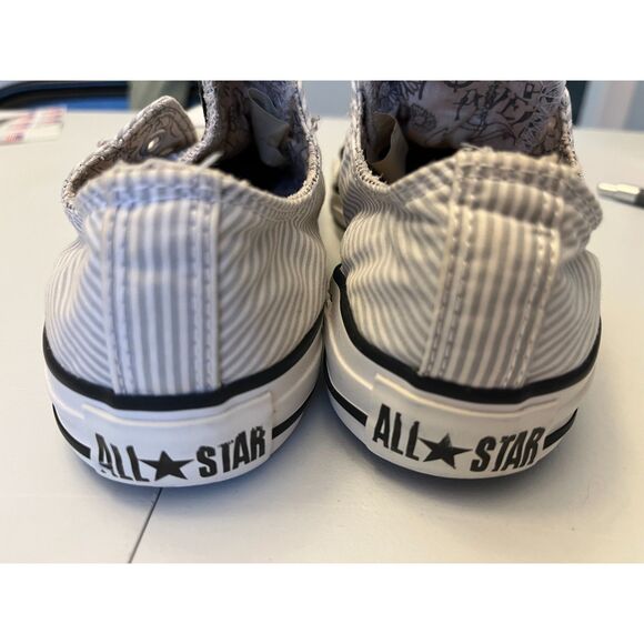 Women's Converse All Star Sneakers 6M/EU 36.5 Low Top Gray White Pinstriped - Picture 4 of 10